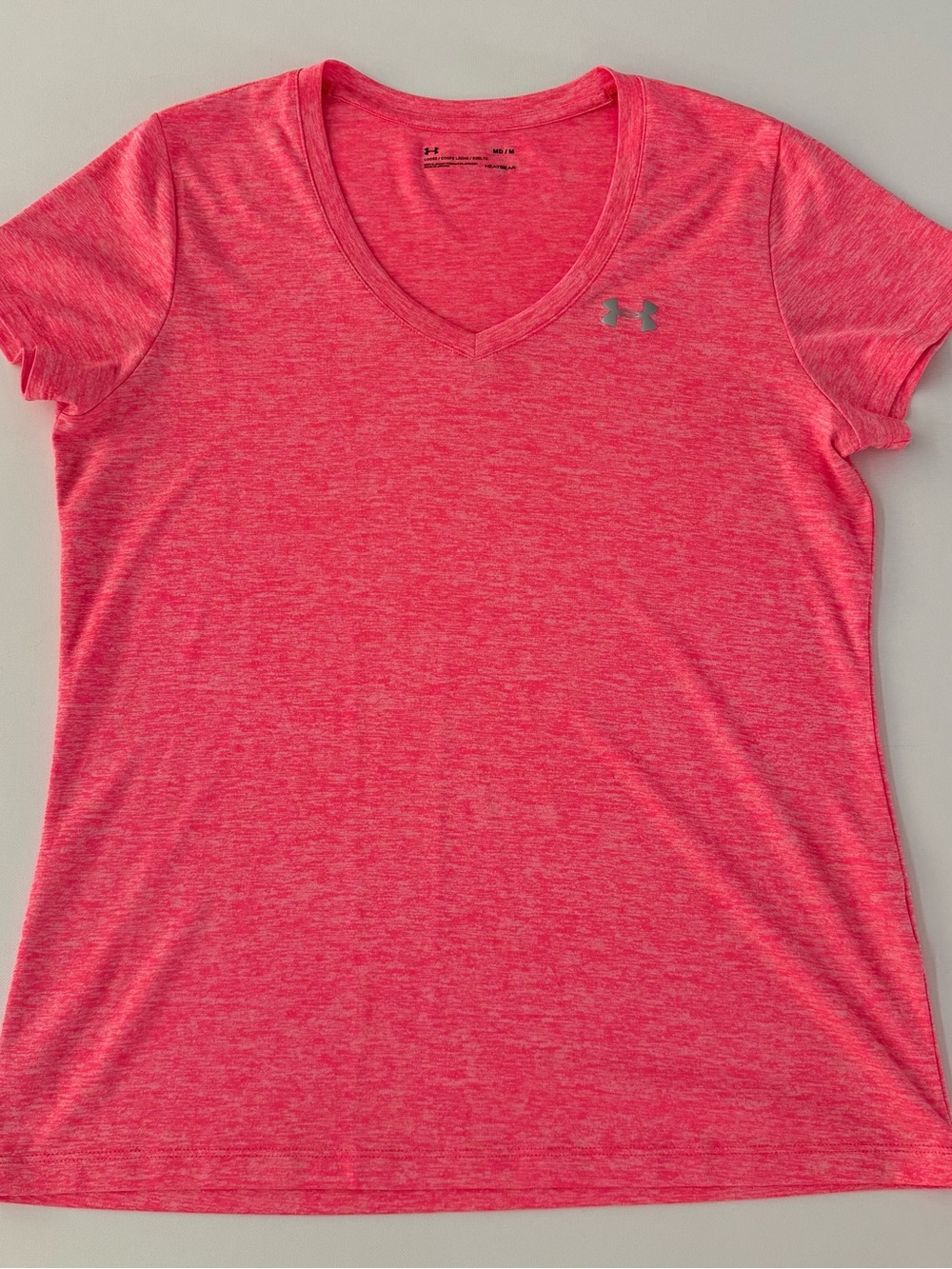 Under Armour Women's Coral Pink Heather V-Neck Active Tee